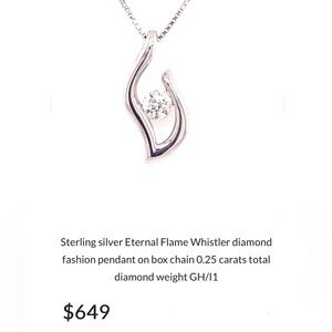 NIB Eternal Flame Diamond Pendant on 18” Chain Sterling Silver